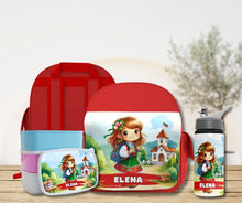 Заредете изображение във визуализатора на галерията – Персонализиранa раница, бутилка и кутия – Български мотиви за момиче 2