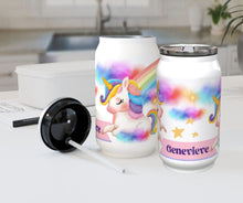 Заредете изображение във визуализатора на галерията – Персонализирана чаша кенче със сламка - Еднорог