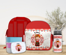 Заредете изображение във визуализатора на галерията – Персонализиранa раница, бутилка и кутия – Български мотиви за момиче