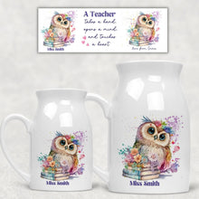 Заредете изображение във визуализатора на галерията – Персонализирана керамична ваза Подарък за учител - Бухалче