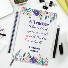 Заредете изображение във визуализатора на галерията – Персонализиран бележник от изкуствена кожа/ или картонена корица за учител - Бухал