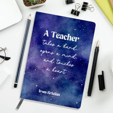 Заредете изображение във визуализатора на галерията – Персонализиран бележник от изкуствена кожа/ или картонена корица за учител мъж учител - Бухал