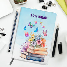 Заредете изображение във визуализатора на галерията – Персонализиран бележник от изкуствена кожа/ или картонена корица за учител - книга с цветя