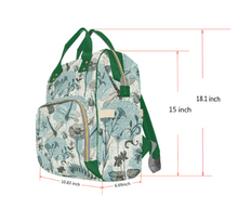 Заредете изображение във визуализатора на галерията – Персонализирана чанта раница за бебешки пелени и принадлежности -Тюркоаз и цветя