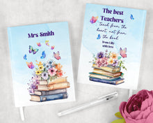 Заредете изображение във визуализатора на галерията – Персонализиран бележник от изкуствена кожа/ или картонена корица за учител - книга с цветя