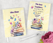 Заредете изображение във визуализатора на галерията – Персонализиран бележник от изкуствена кожа/ или картонена корица за учител - книга с цветя
