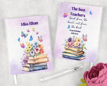 Заредете изображение във визуализатора на галерията – Персонализиран бележник от изкуствена кожа/ или картонена корица за учител - книга с цветя