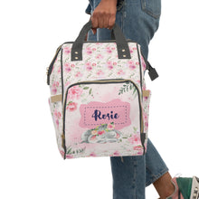 Заредете изображение във визуализатора на галерията – Персонализирана чанта раница за бебешки пелени и принадлежности - розово слонче
