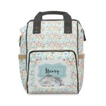Заредете изображение във визуализатора на галерията – Персонализирана чанта раница за бебешки пелени и принадлежности - Синьо слонче