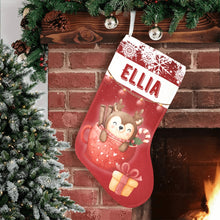 Заредете изображение във визуализатора на галерията – Персонализиран Коледен чорап - Еленче в червено