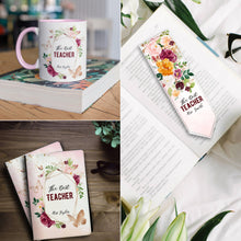 Заредете изображение във визуализатора на галерията – Комплект Персонализиран тефтер, чаша и книгоразделител за учител - Цветя и пеперуди
