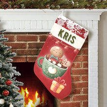 Заредете изображение във визуализатора на галерията – Персонализиран Коледен чорап - Бисквитка в червено