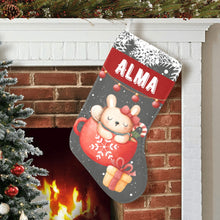 Заредете изображение във визуализатора на галерията – Персонализиран Коледен чорап - Зайче в сиво