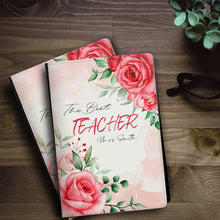 Заредете изображение във визуализатора на галерията – Комплект Персонализиран тефтер, чаша и книгоразделител за учител -Червени рози