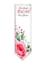 Заредете изображение във визуализатора на галерията – Персонализиран книгоразделител от изкуствена кожа за учител - Червени рози