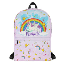 Заредете изображение във визуализатора на галерията – Персонализирана раница за училище - Еднорог с дъга