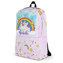 Заредете изображение във визуализатора на галерията – Персонализирана раница за училище - Еднорог с дъга