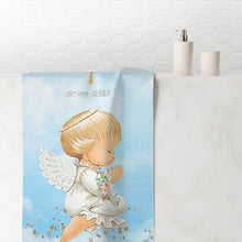 Заредете изображение във визуализатора на галерията – Персонализира кърпа за кръщене за момче -Ангел в синьо