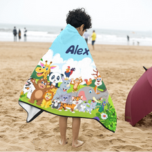 Заредете изображение във визуализатора на галерията – Персонализирана Детскa кърпa за баня с качулка - Джунгла
