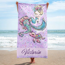 Заредете изображение във визуализатора на галерията – Персонализира плажна кърпа - Русалки