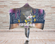 Заредете изображение във визуализатора на галерията – Персонализирано одеяло с качулка - Коте супергерой