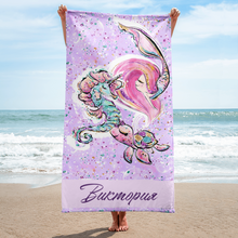 Заредете изображение във визуализатора на галерията – Персонализира плажна кърпа - Русалки