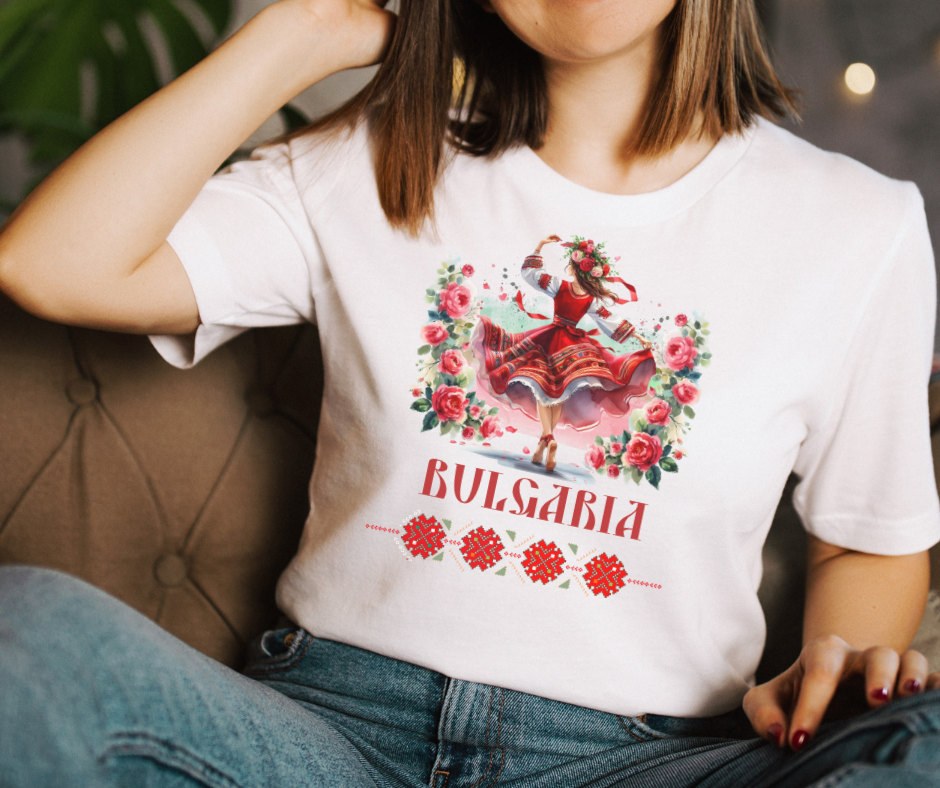 Тениски за танцуващо  момиче  с българска шевица