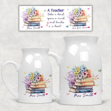 Заредете изображение във визуализатора на галерията – Персонализирана керамична ваза Подарък за учител - Книга с цветя
