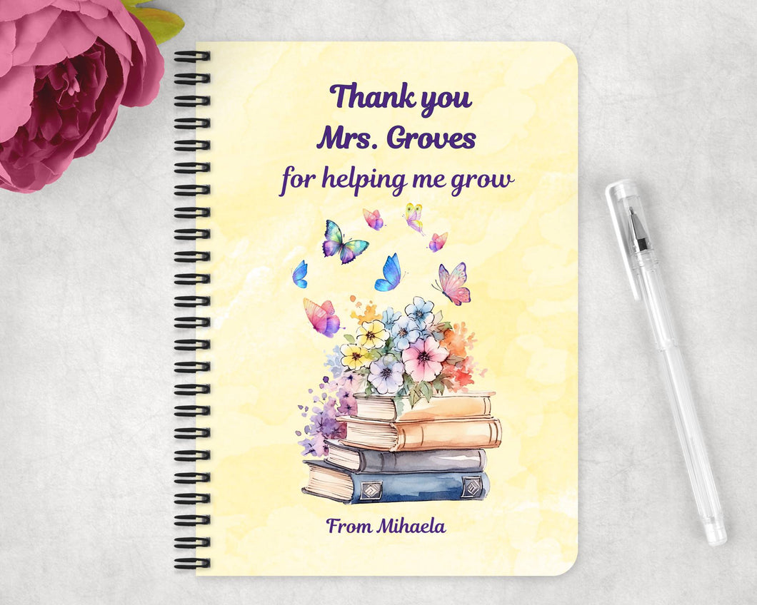Персонализиранa тетрадка със спирала  за учител  - книга с цветя