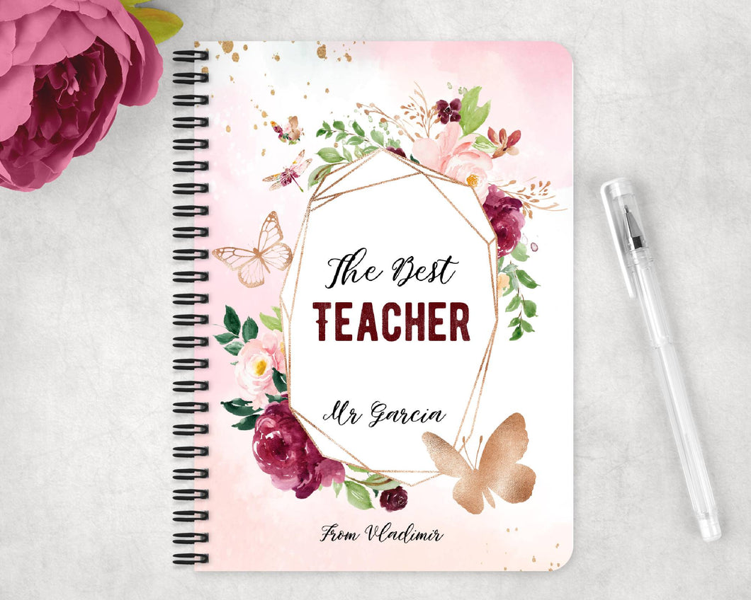 Персонализиранa тетрадка със спирала  за учител  - Цветя