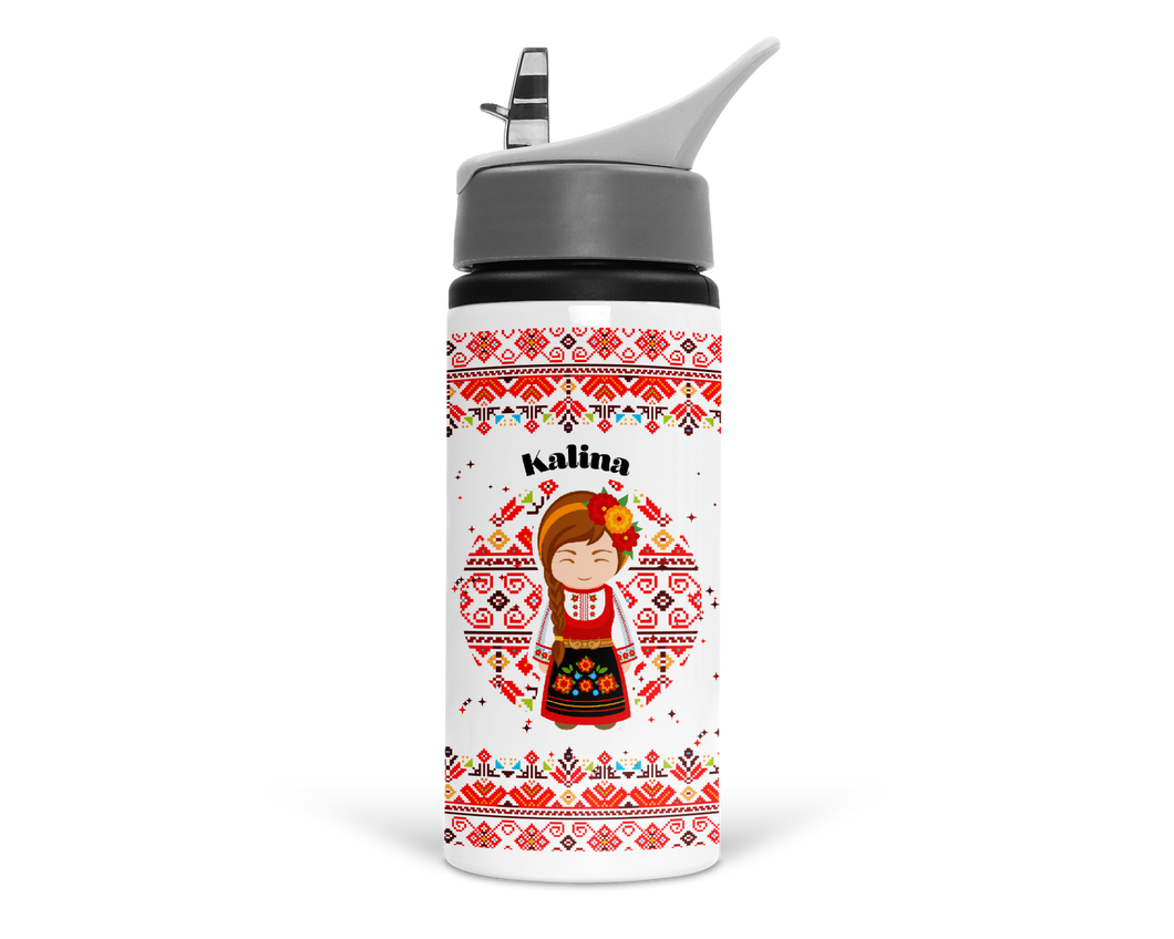 Голяма персонализирана бутилка за вода - Български народни мотиви момиче