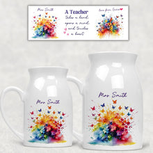 Заредете изображение във визуализатора на галерията – Персонализирана керамична ваза Подарък за учител - Пеперуди 2
