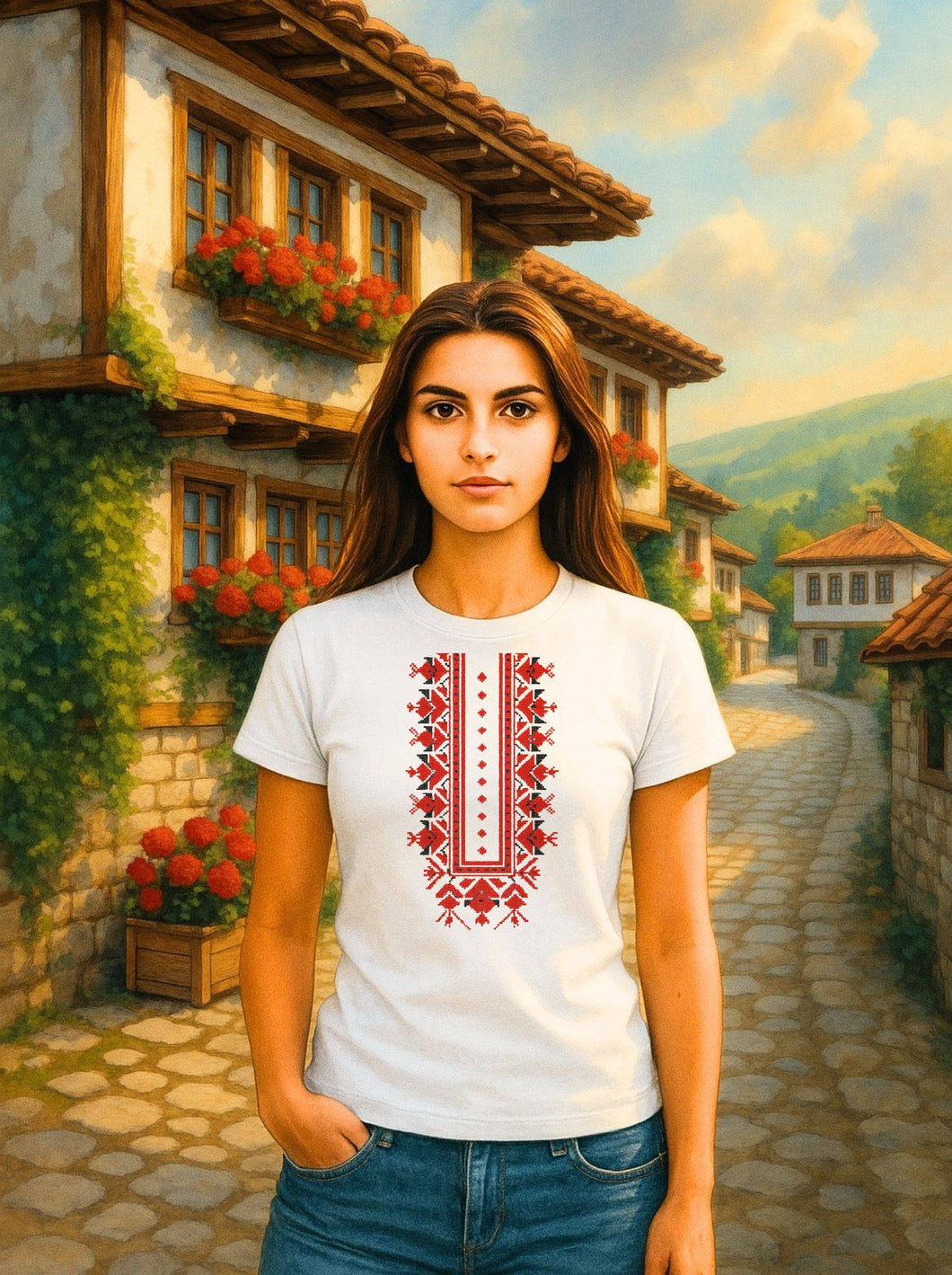 Традиционна Тениски  с българска шевица модел 3