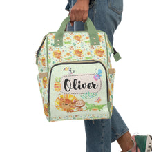 Заредете изображение във визуализатора на галерията – Персонализирана чанта раница за бебешки пелени и принадлежности - Джунгла

