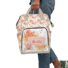 Заредете изображение във визуализатора на галерията – Персонализирана чанта раница за бебешки пелени и принадлежности - Мече за Момиче
