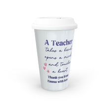 Заредете изображение във визуализатора на галерията – Персонализирана  керамична термо чаша Подарък за учител -Бухалче
