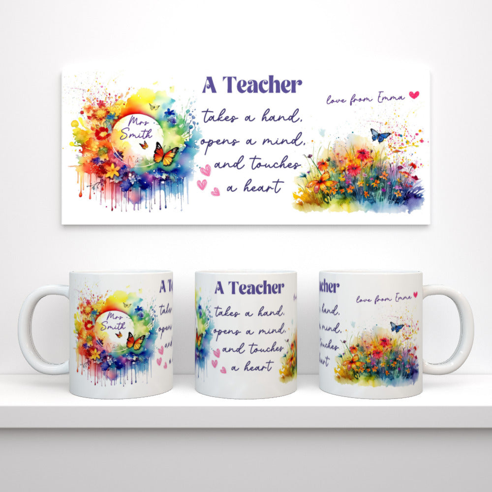 Персонализирана чаша Подарък за учител - Пеперуди