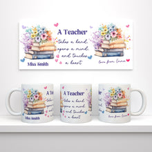 Заредете изображение във визуализатора на галерията – Персонализирана чаша Подарък за учител - Книга с цветя

