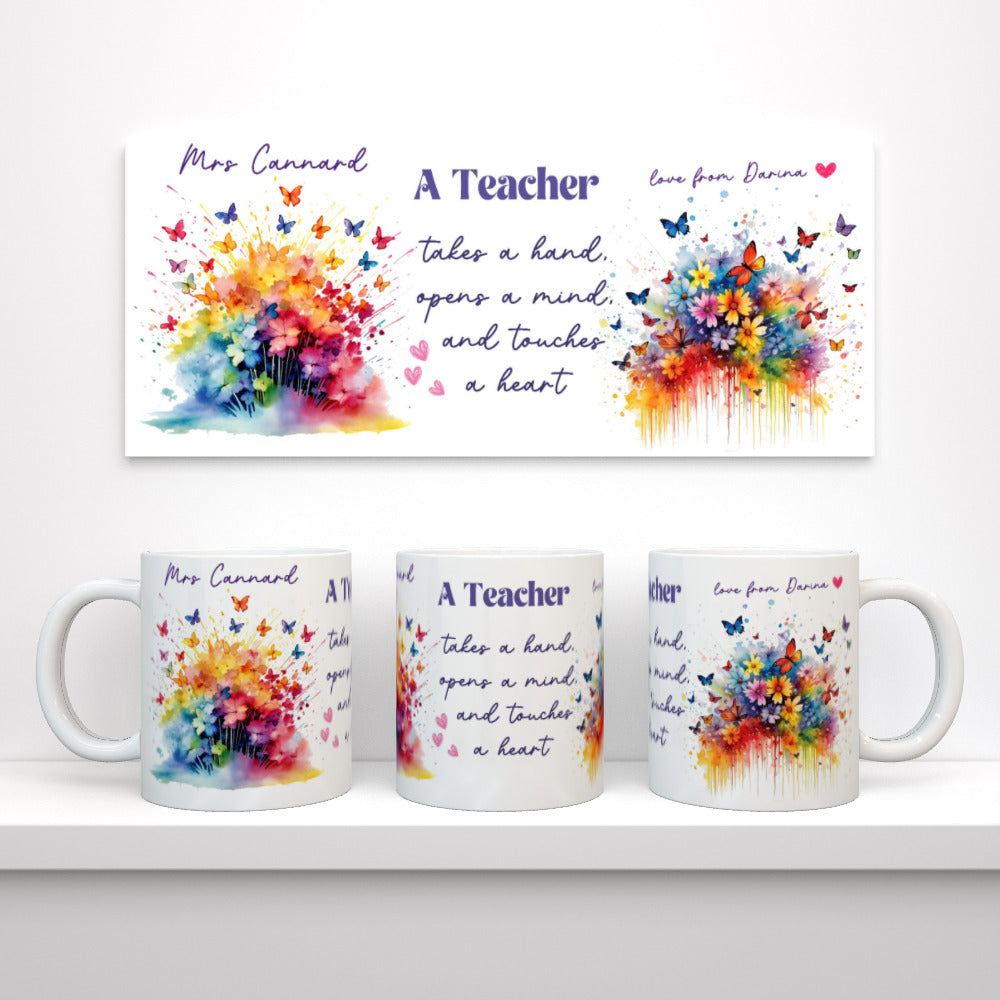 Персонализирана чаша Подарък за учител - Пеперуди 2