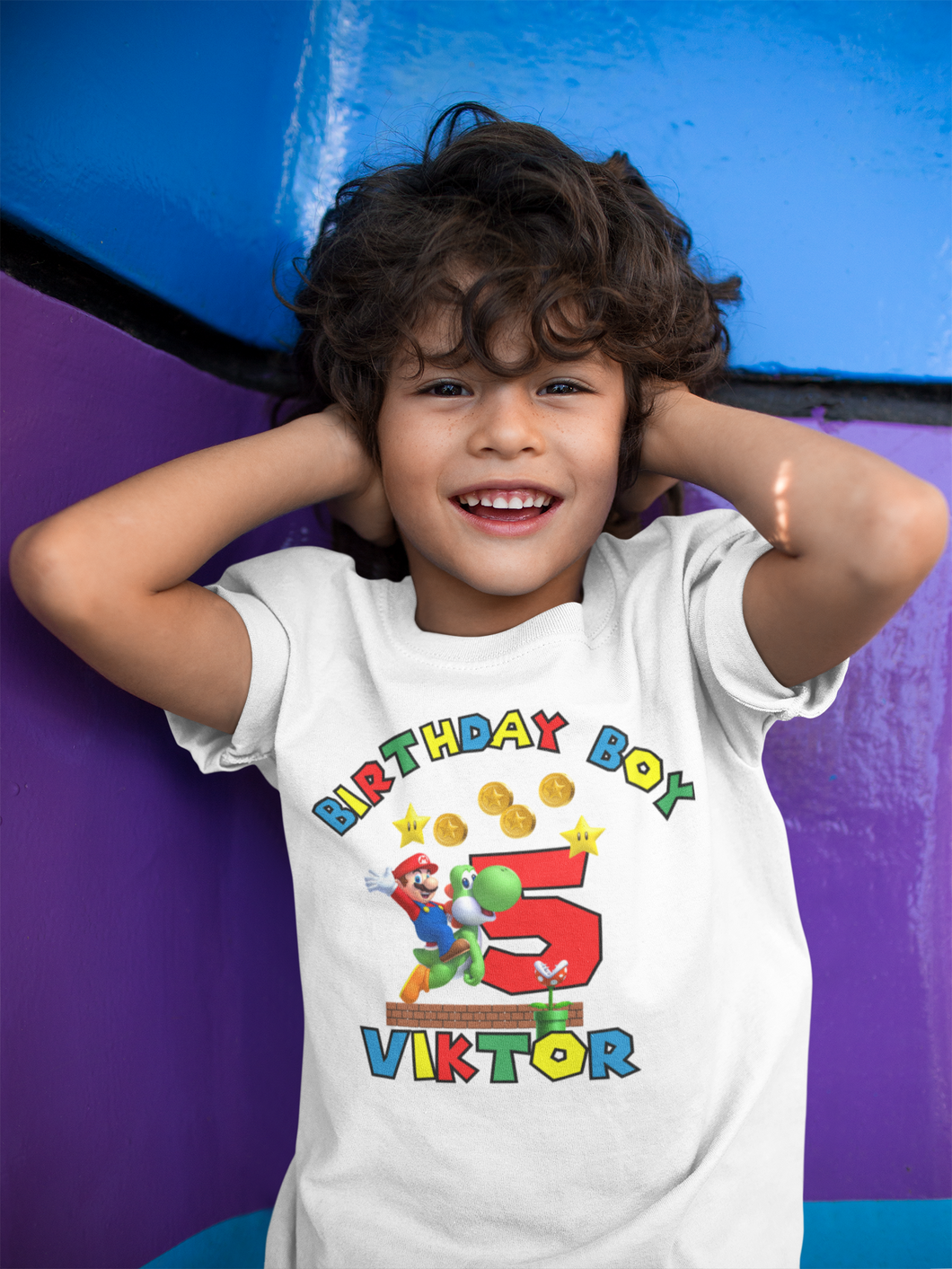 Детска тениска за детско парти Супер Марио