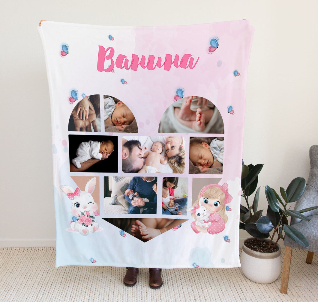 Бебешко одеяло със снимки за момиче със зайче
