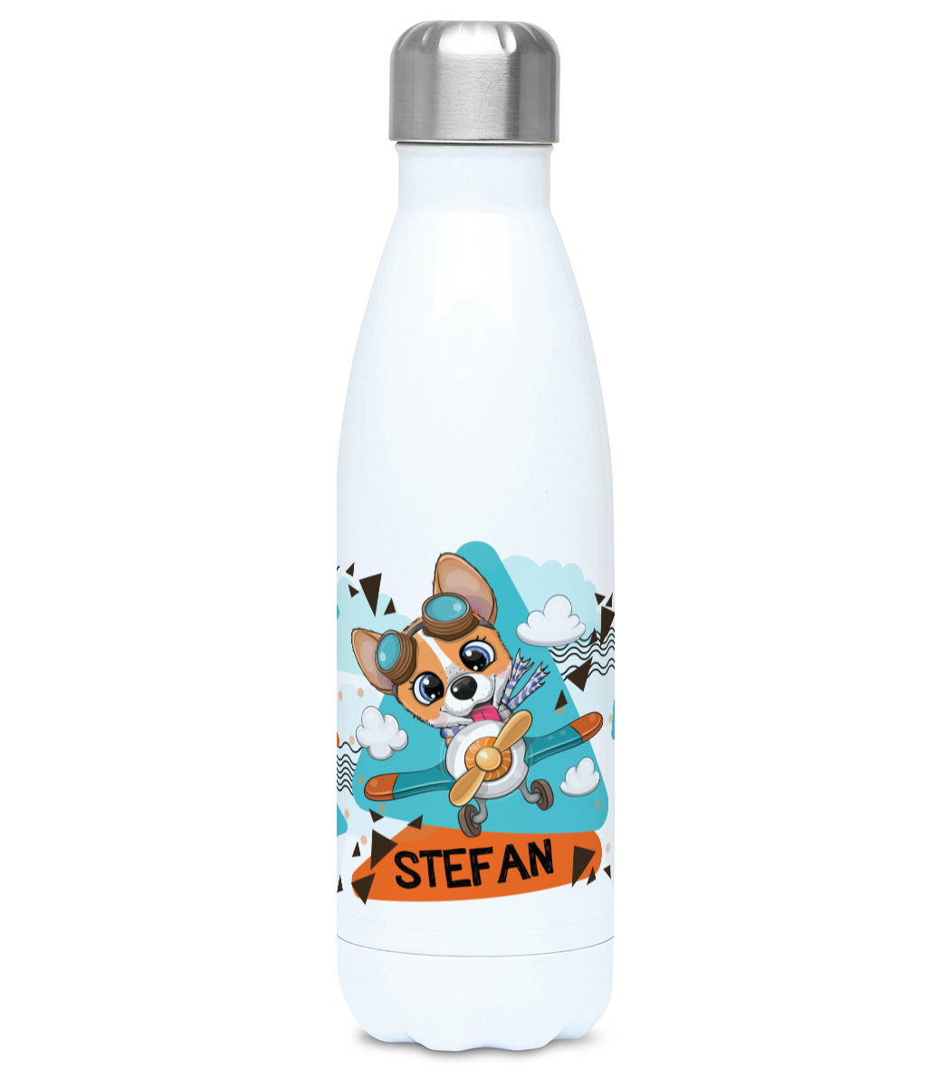 Голяма персонализирана бутилка за вода - Кученце на самолет