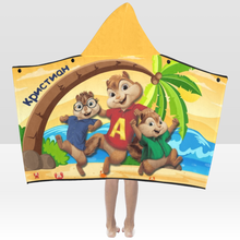 Заредете изображение във визуализатора на галерията – Персонализирана Детскa кърпa за баня с качулка - Alvin and the Chipmunks
