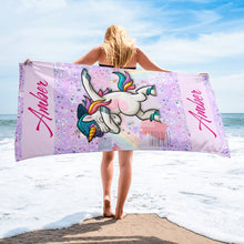 Заредете изображение във визуализатора на галерията – Персонализира плажна кърпа  - Еднорог

