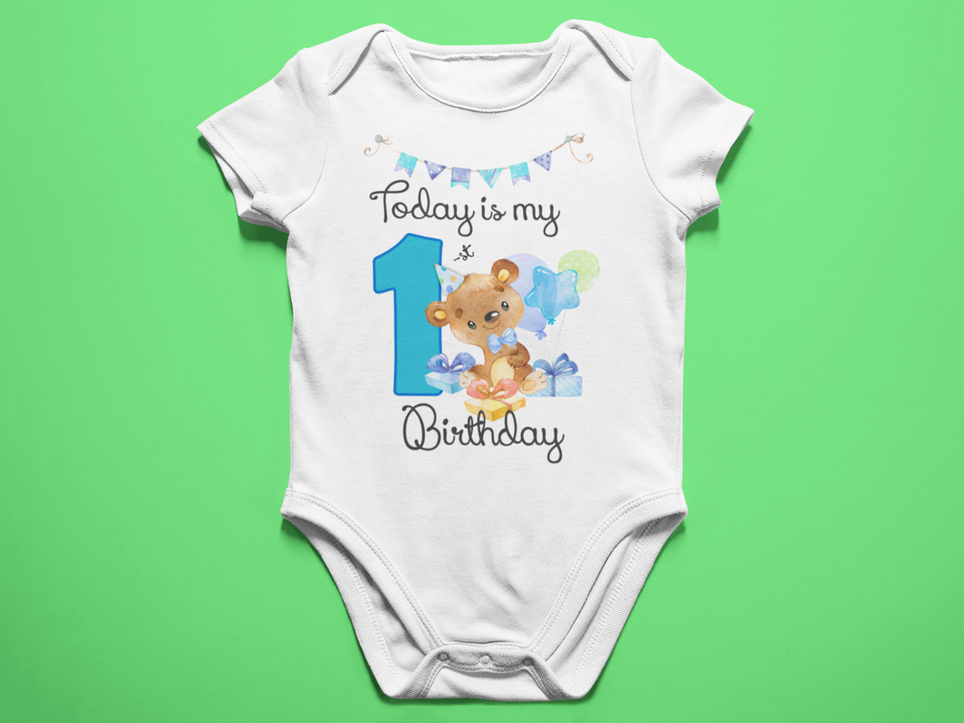 Боди за бебешка за първи рожден ден - Мече