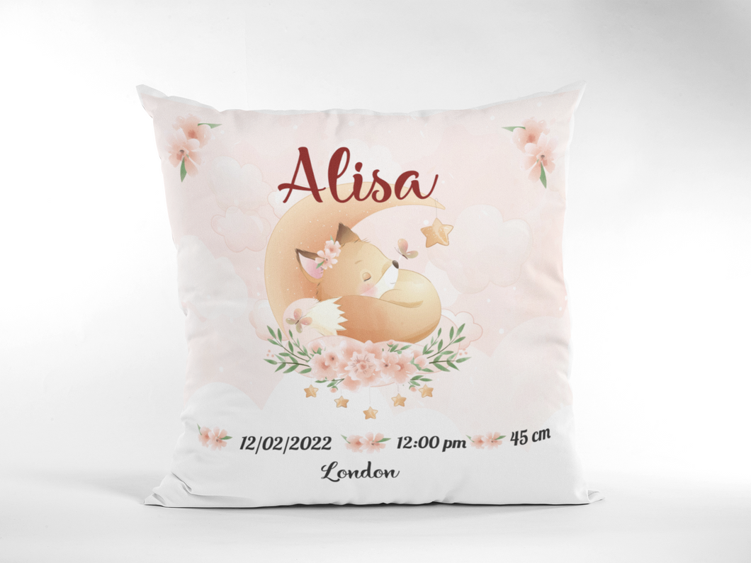 Персонализирана възглавница за новородено Бебе - Лисичка