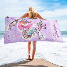 Заредете изображение във визуализатора на галерията – Персонализира плажна кърпа  - Русалки
